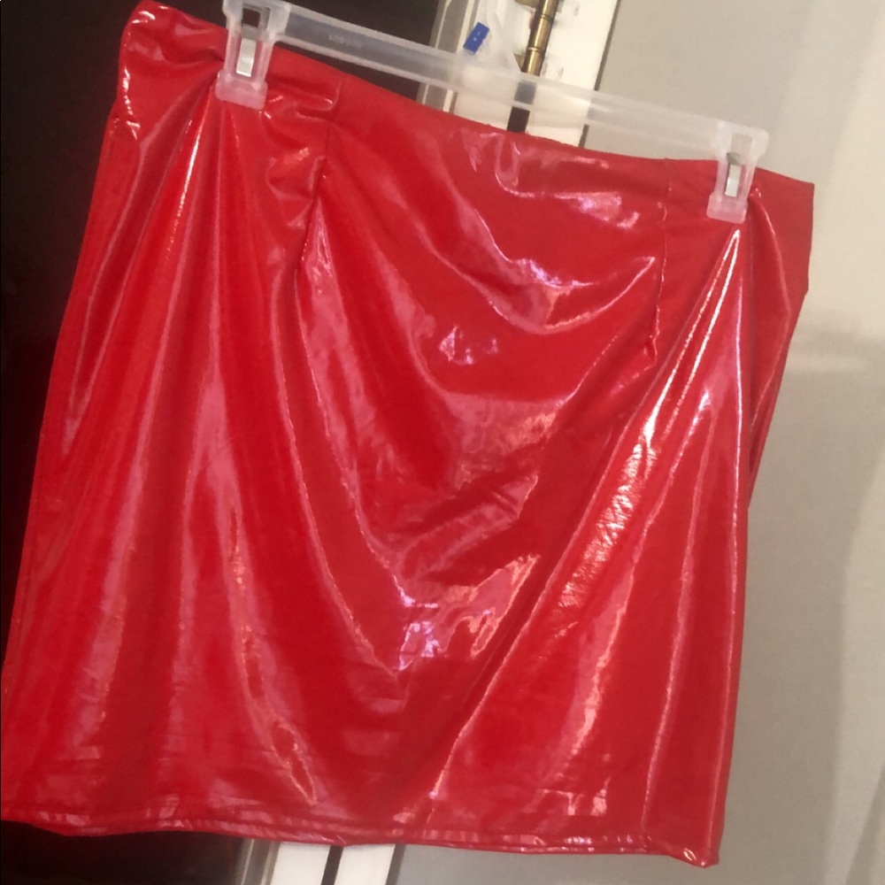 Red Patent Leather Mini Skirt